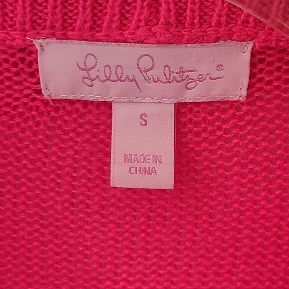 Lilly Pulitzer Amalie Open Front Knit Cardigan in Dragon Fruit Pink Sz Sm - Picture 8 of 13